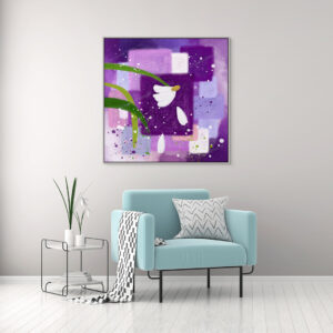 You Are still you canvas art is on the wall behind the mint color modern chair.