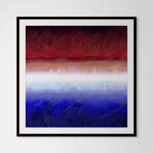 Close-up of the "Everything In Moderation" fine art paper print in a black matted glass frame, highlighting texture and color detail.