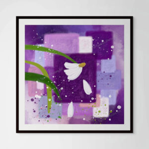 Close-up of the "You Are Still You" fine art paper print in a black matted glass frame, capturing the gentle textures and thoughtful composition of the artwork.