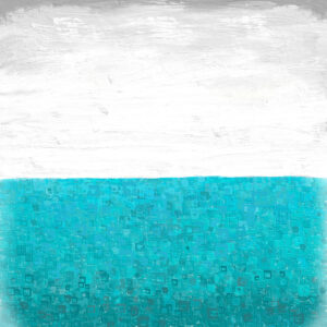 Clarity - whole image. Turquoise on the bottom and white and gray sky on the top.